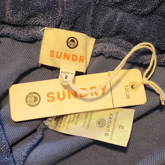 SUNDRY High Waist Terrycloth Crop Pant in Regalia Blue - Picture 4 of 5